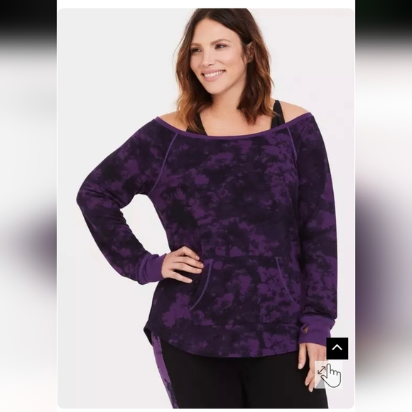 Torrid Active Sweatpants Size 2x & Active Sweatshirt 1x Black And Purple Tie Dye - Picture 13 of 14